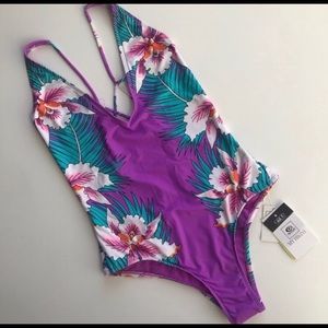 Rip curl floral cheeky one piece swim suit